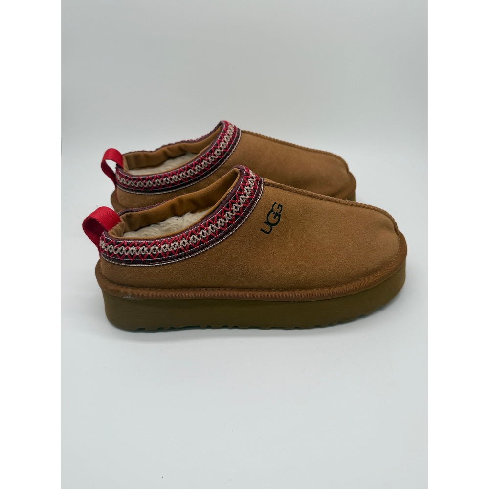 UGG Tasman Tazz Platform Slippers Women 8 Chestnut Suede Slip On Clog